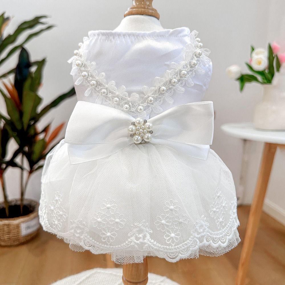 Princess Style Cat Princess Dresses Pretty Puppy Wedding Skirt Dog Lace Skirt  Pet Costumes