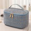 [Stylish Makeup Bag] Large Plaid Makeup Bag | Multi-Functional Travel Organizer with Rayon Lining, Polyester Material,Perfect Gift for Girlfriend,Wife