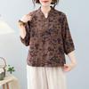 T-shirt d'été décontracté pour femme à manches 3/4 amples en coton et lin