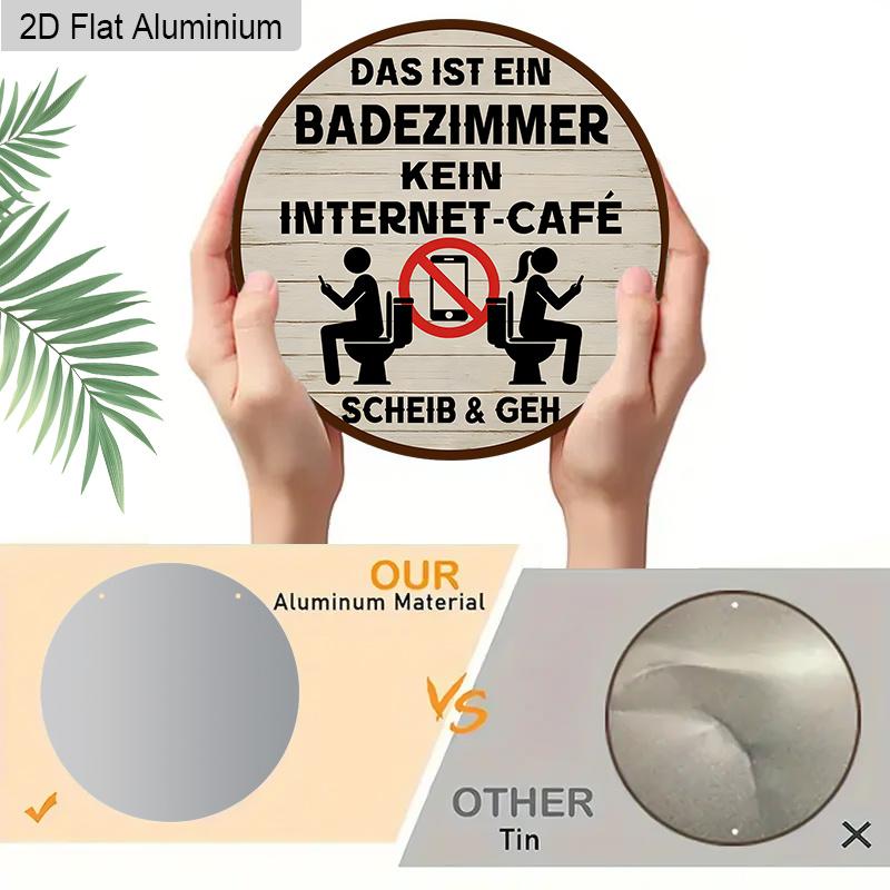 2D Flat 1pc, German Vintage Bathroom Metal Wall Art Sign, Bathroom Sign, Round Aluminum Sign, Hanging Plaque & Wall Art, Suitable for Home, Bar, Man