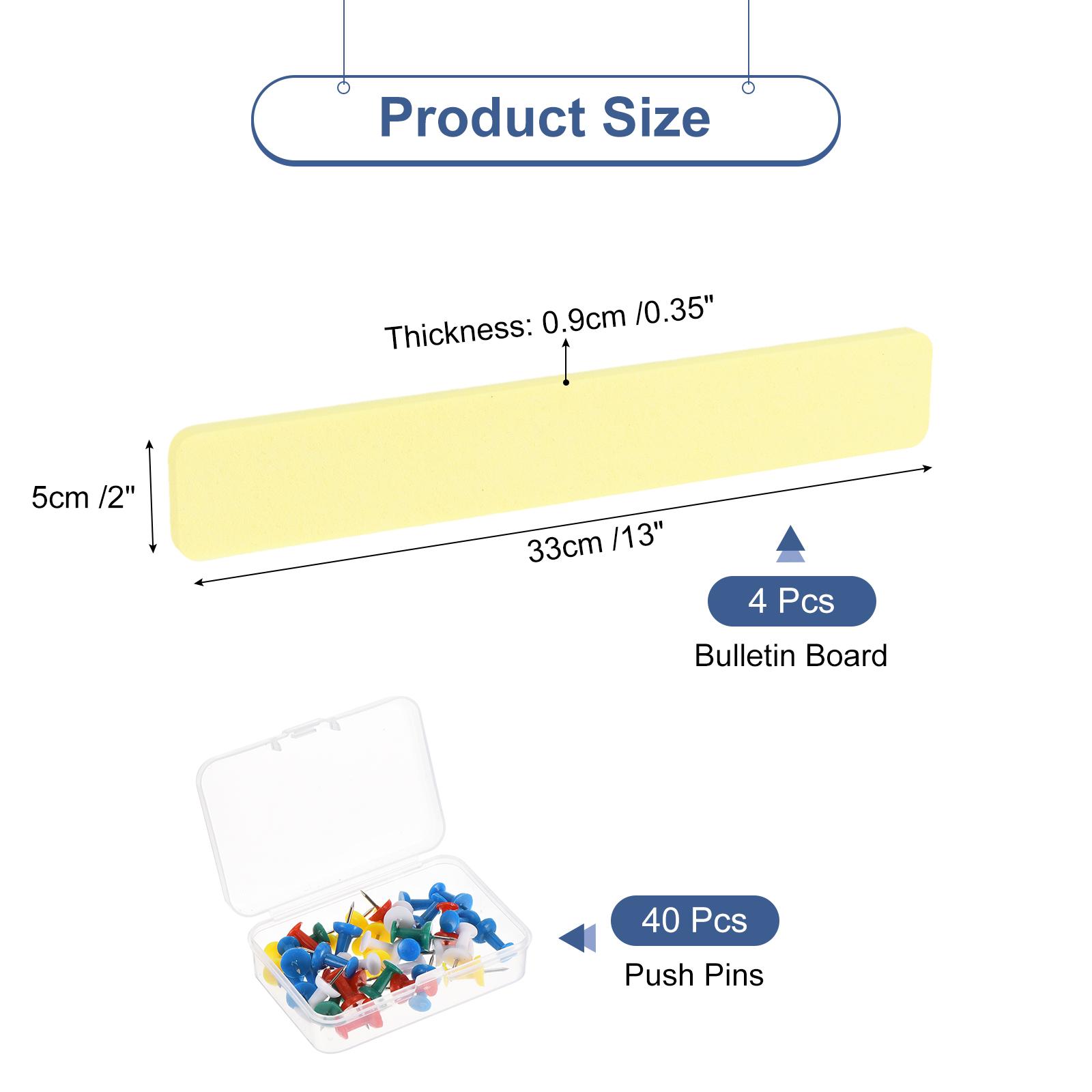 

4Pcs Felt Pin Board Bar Strips Bulletin Board Self-Adhesive Memo Notice Pin Cork Board with Pushpins for Notes Photos Schedules світло-жовтого кольору