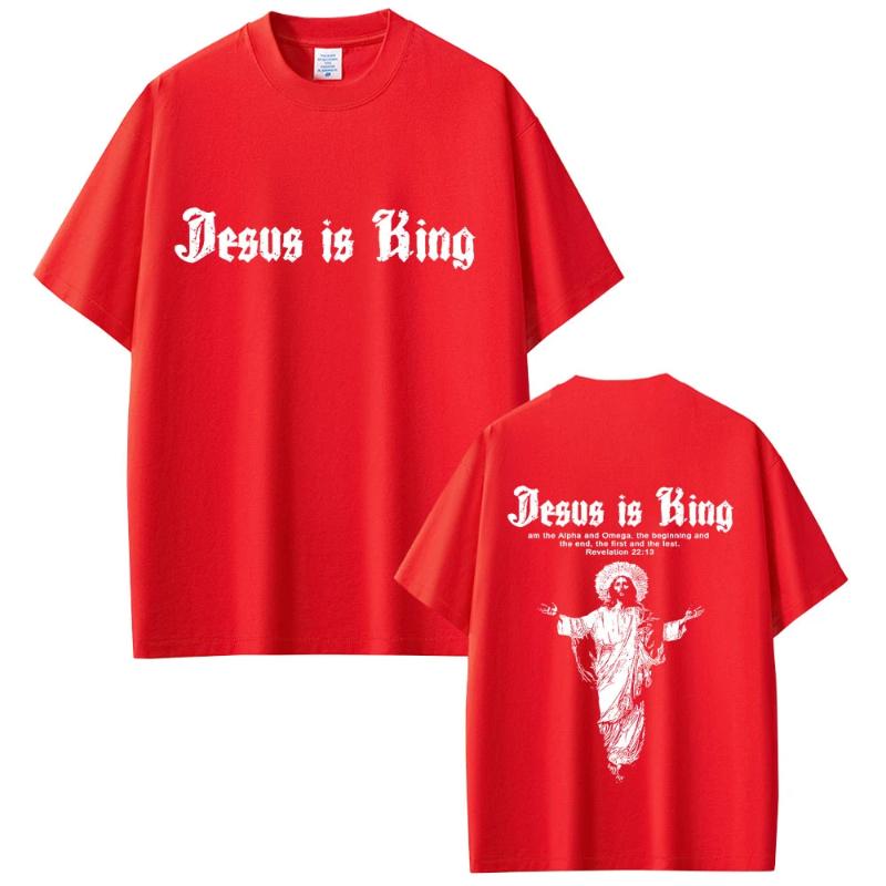 Jesus Is King Graphic T-shirt Christian Religious Short Sleeve T-shirts Summer Men Women Fashion Gothic Rock T Shirt Streetwear