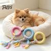 Stress Relief Toys for Pets Dog Tug-of-War Toy, Rubber Ring with Braided Cloth Strips, Interactive Aggressive Chewers Chew Toy Small to Medium