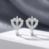 Sparkling Heart Stud Earrings Shiny Ear Buckle Sweet Rhinestone Hoop Earrings  Female