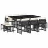 VidaXL 11-piece Garden Dining Set Black Cushions Braided Resin 3211686