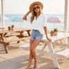 Women's Casual Waffle Knit Polo Shirt Short Sleeve Button Up Relaxed Fit Lightweight Top for Everyday Wear