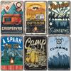 Camping Abenteuer Plaketten Vintage Metall Platte Berg Reise Campervan Touren Retro Metall Zeichen Wand Dekor Reise Club Camping Autos