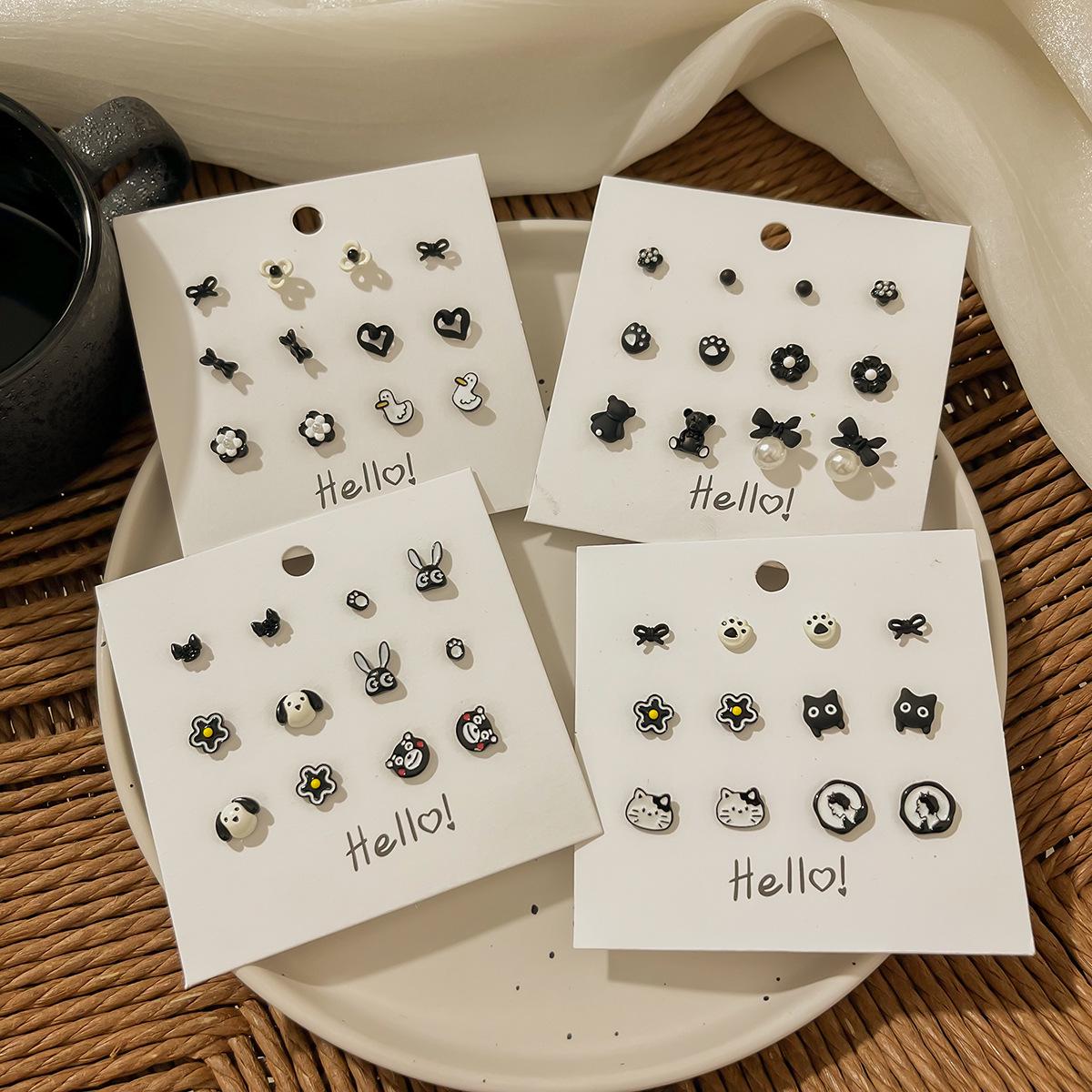 

Элегантные серебряные и черные серьги-иглы: Универсальный, модный и стильный