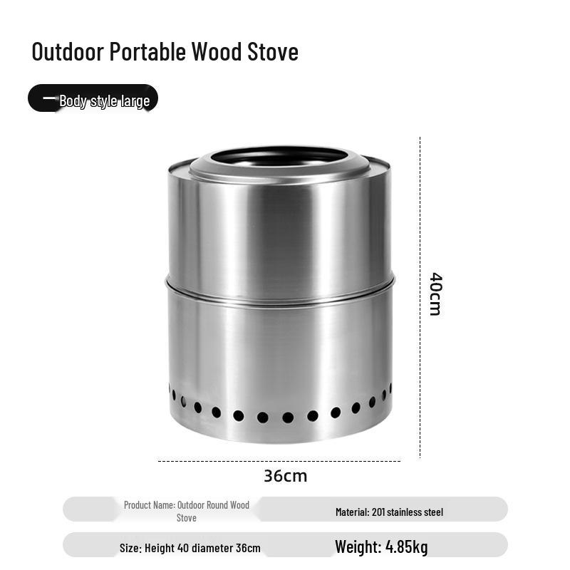 Stainless Steel Foldable Outdoor Wood Stove - High Temperature Resistant, Durable Camping Barbecue Oven