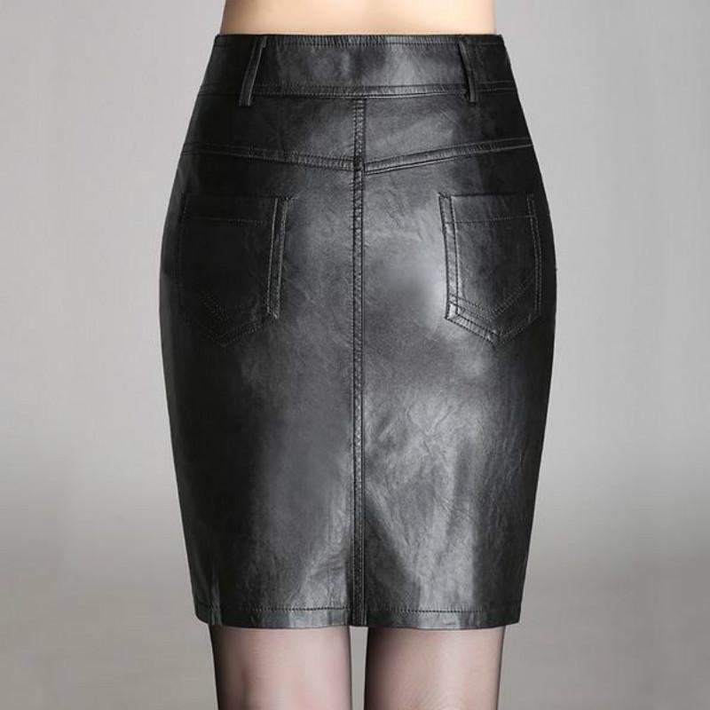 

Bodycon Черная искусственная кожа на молнии с высокой талией Женская мини-юбка Slim Fit сексуальное платье размера плюс
