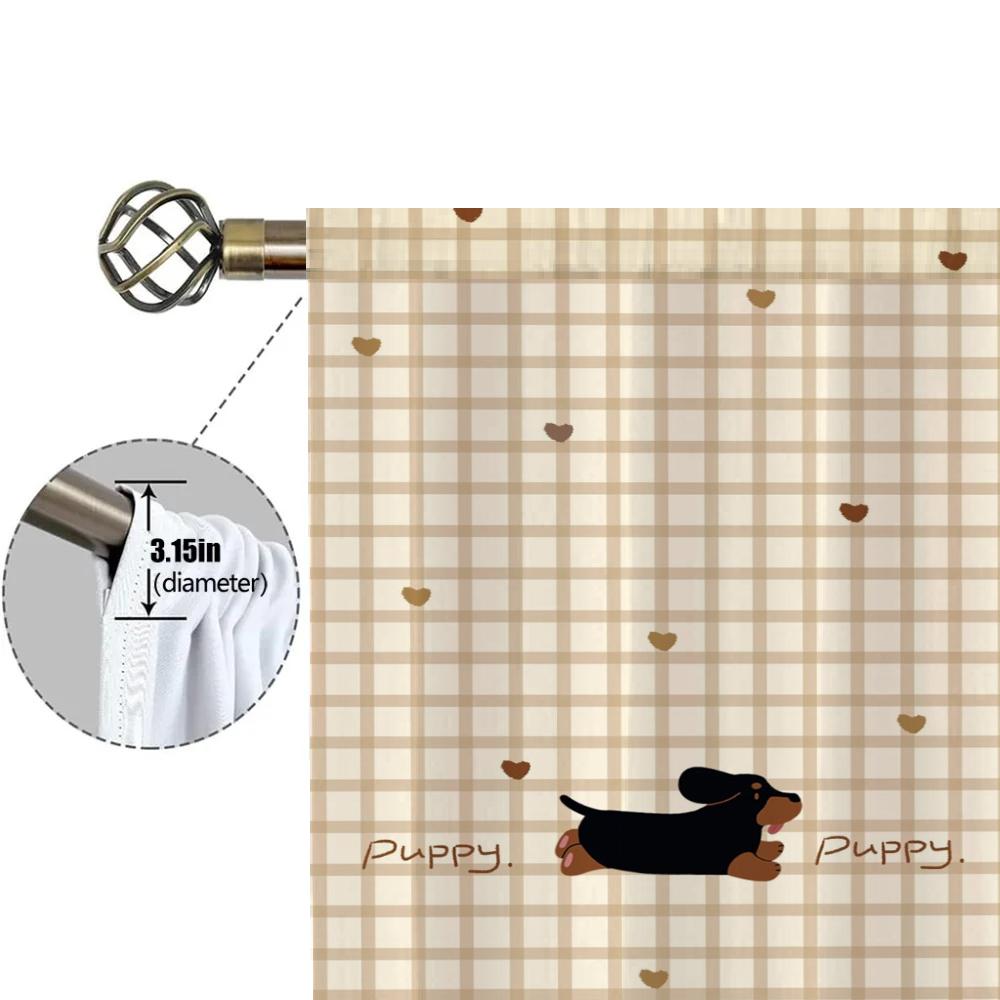 Fensterküchenvorhänge für Wohnzimmer 2 Stück Verdunkelungsvorhänge Türvorhang Cartoon Dackel Schlafzimmerdekoration Raumteiler