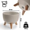 KADAX Blumentopf Übertopf mit Füßen Einsatz Pflanzgefäß 24cm Beige Schale Rund