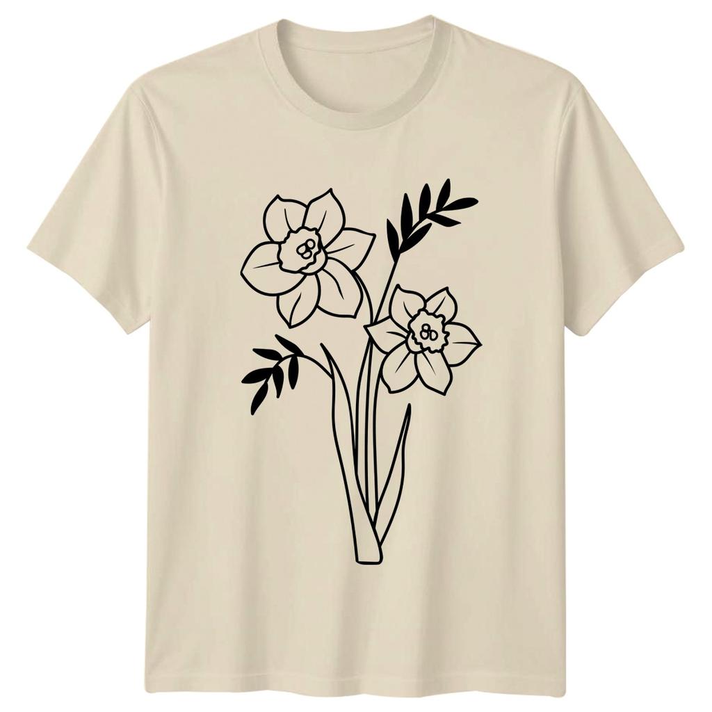 Daffodils Simple Line Art Drawing TShirt Spring Flower Botanical