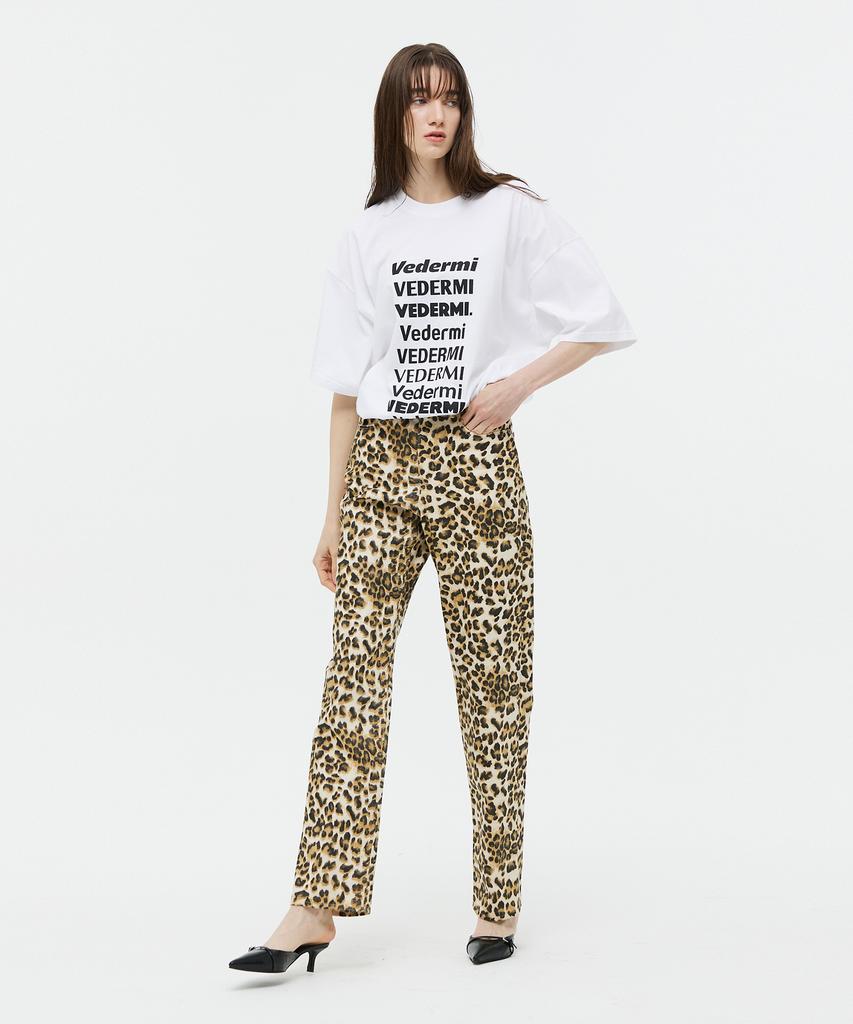 VEDERMI Leopard Denim Pants (Straight Fit)