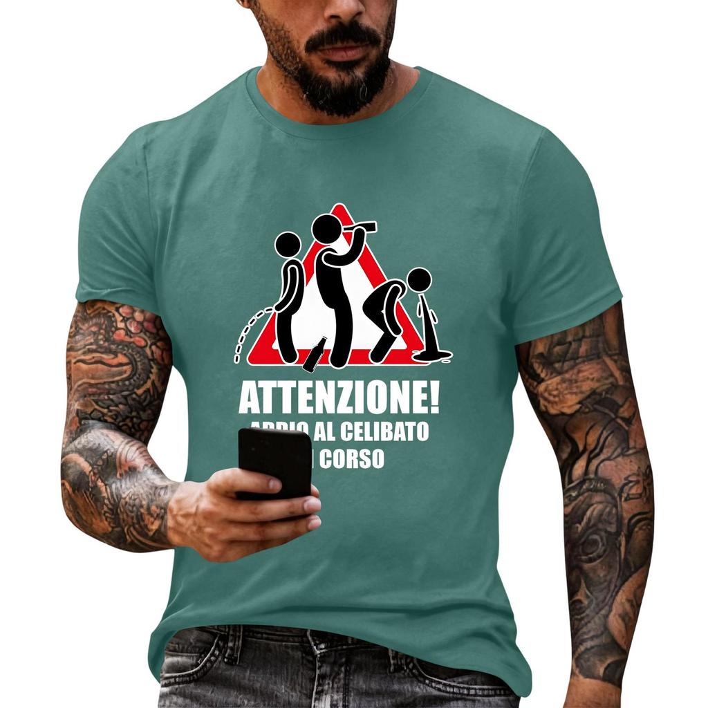 Men's Funny Party T-Shirt – 'Party in Progress' Print, Loose Fit Short Sleeve, Casual Tee for Parties