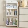 Slim Behind-Door Storage Trolley: Multi-Layer Shelf for Bathroom & Toilet.