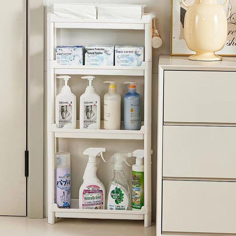 Slim Behind-Door Storage Trolley: Multi-Layer Shelf for Bathroom & Toilet.