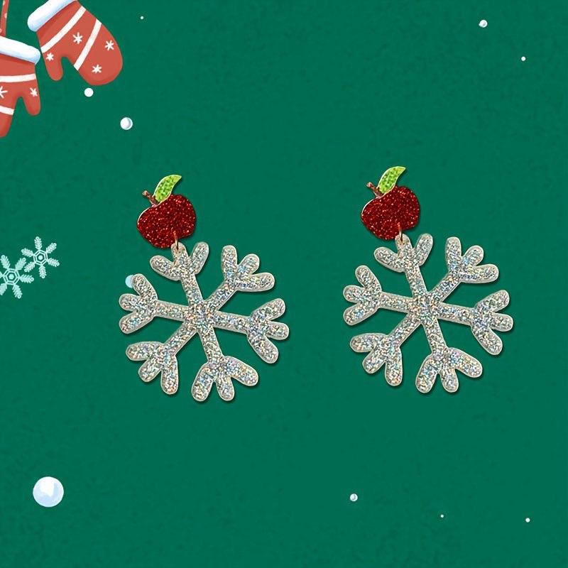 Рождественские серьги-гвоздики, яблоко, символ мира, фрукт, снежинка, креативный дизайн, акриловый материал