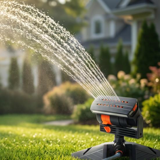 16-Nozzle Oscillating Sprinkler Adjustable Spray Mist Sprinkler 360-Degree Automatic Rocking Sprinkler for Garden Backyard Lawn Irrigation