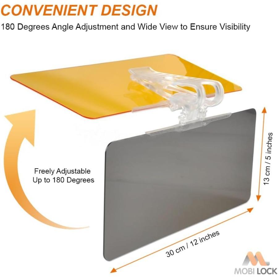 

Tac Extension, 2 in 1 for Day and Night Anti-Glare, Anti Dazzle and Anti UV HD Automobile Windshield Visor by Mobi Lock Pack of 1