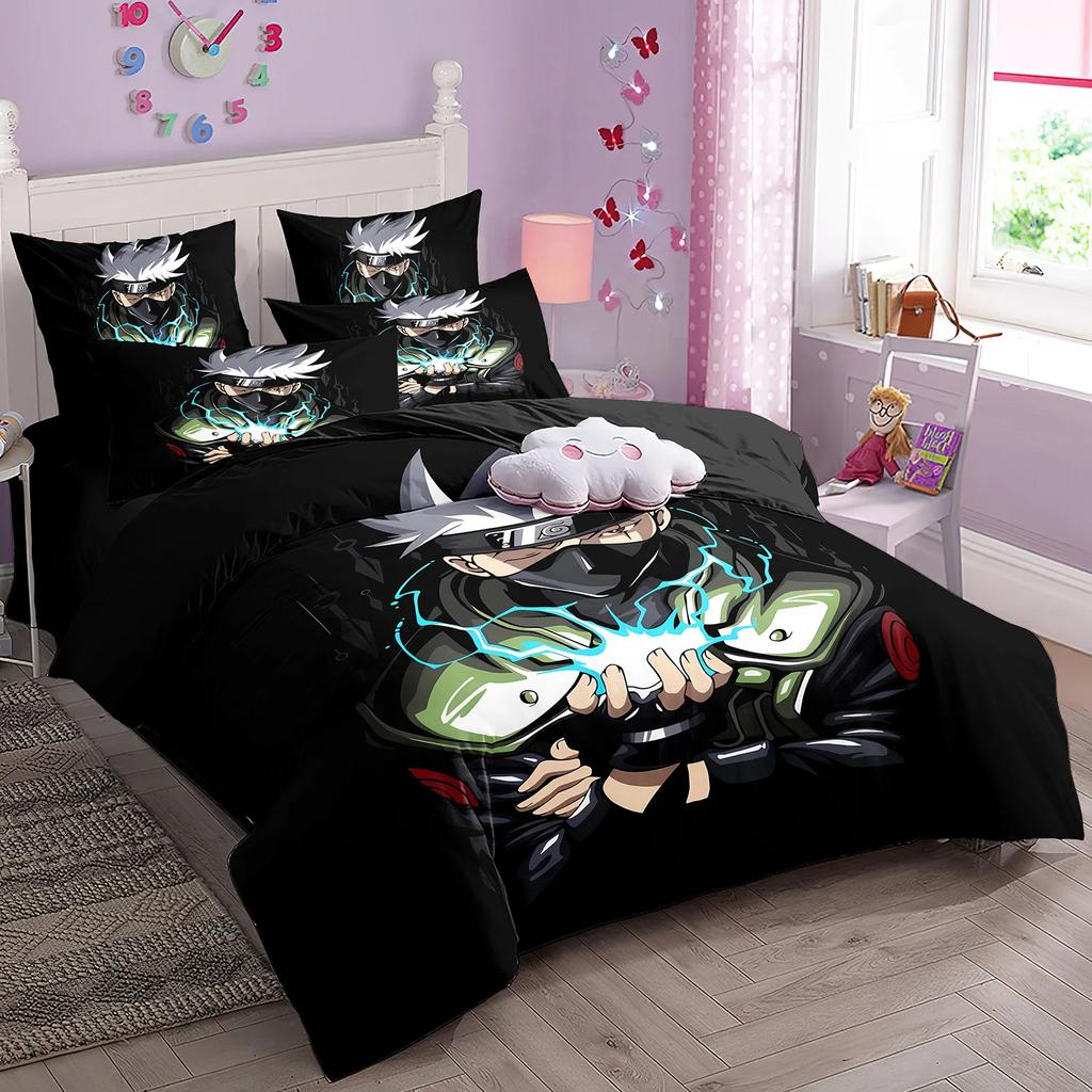S High Quality Comfortable Quilt Cover Set Ninja Uzumaki Uchiha Beding Set Anime N-Naruto Soft Duvet Cover Plus Pilowcase For Young Boys Gift