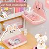 Cute Rabbits Soaps Box Holder Wall Mounted Punch Free Double-Layer Quick Drain Soaps Storage Case Rabbit Soap Dish Cover