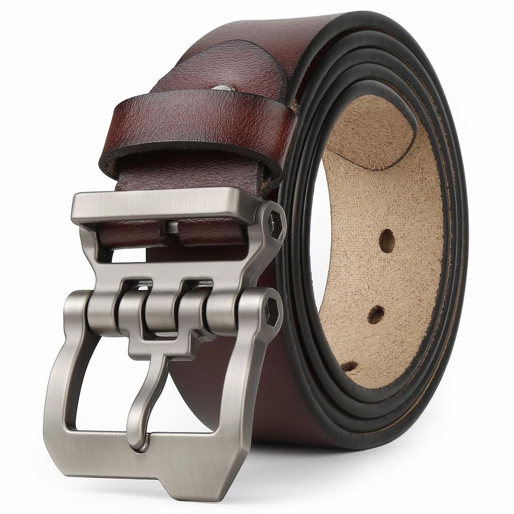 JingHao Genuine Leather Plus Size Casual Jeans Business Work Brown Length Belt Length Aa10 Men's Belt, Belt, Belt, Belt, & Black, 105cm-165cm (31"-33"