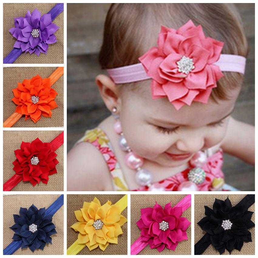European & American Baby Rhinestone Lotus Headband – 13 Colors
