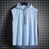 Men Vest Hooded Adjustable Drawstring Sleeveless Summer Vest Wide Shoulder Straps Pure Color Quick Drying Sports Tops