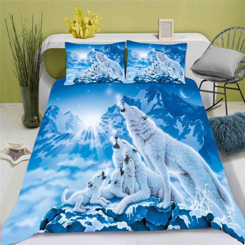 Comforter Wolf Cartoon Bedding Set Adult Boy Girl Bedroom Decoration Children Single Double Large Size