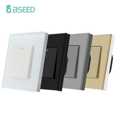 BSEED 1/2/3-klawiszowy Mechaniczny Włącznik Przyciskowy Ścienny Włączniki Lamp LED 1-biegunowy Włącz/Wyłącz Panel Szklany Standard UE 10A