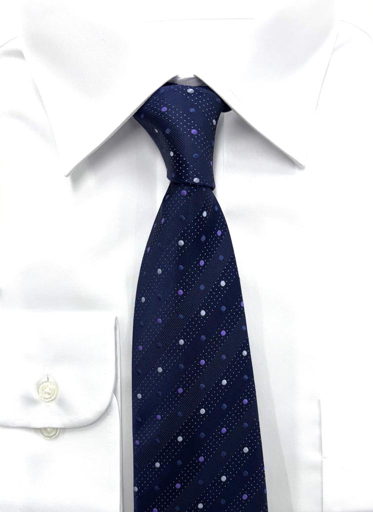 [Hiroko Koshino Homme] Necktie, Dot Pattern, 003254-20000-3010 02 Navy base, purple dots, FREE