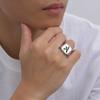 Engrave Custom A-Z Initial Picture Rings for Men, Stainless Steel Male Signet Ring, High Polished Finger Jewelry Gift Father Day