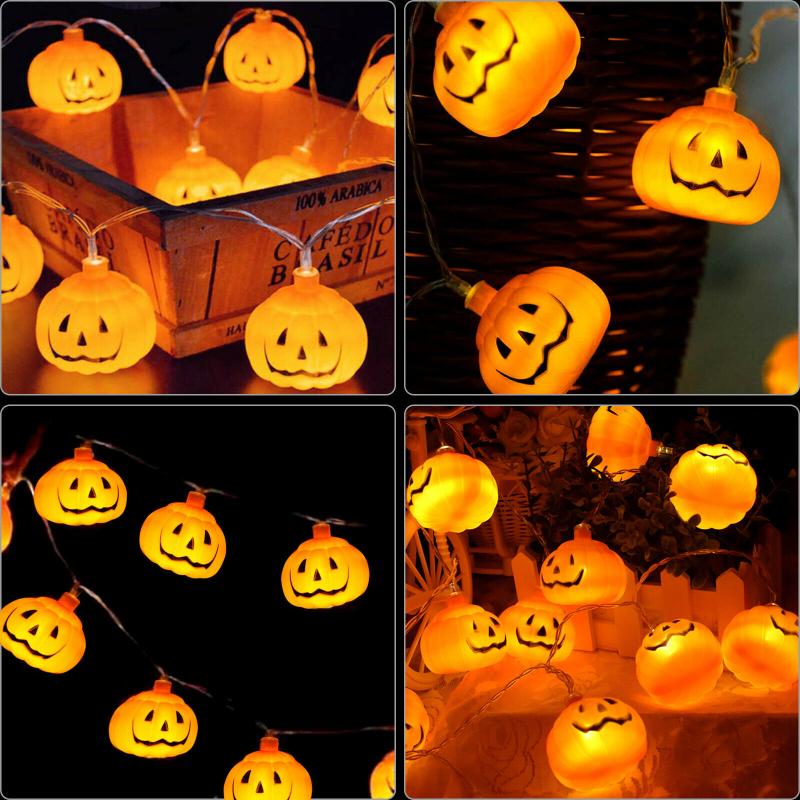 10/20/40led Halloween Pumpkin String Lights Energy-saving Hanging Lantern Lamp For Home Party