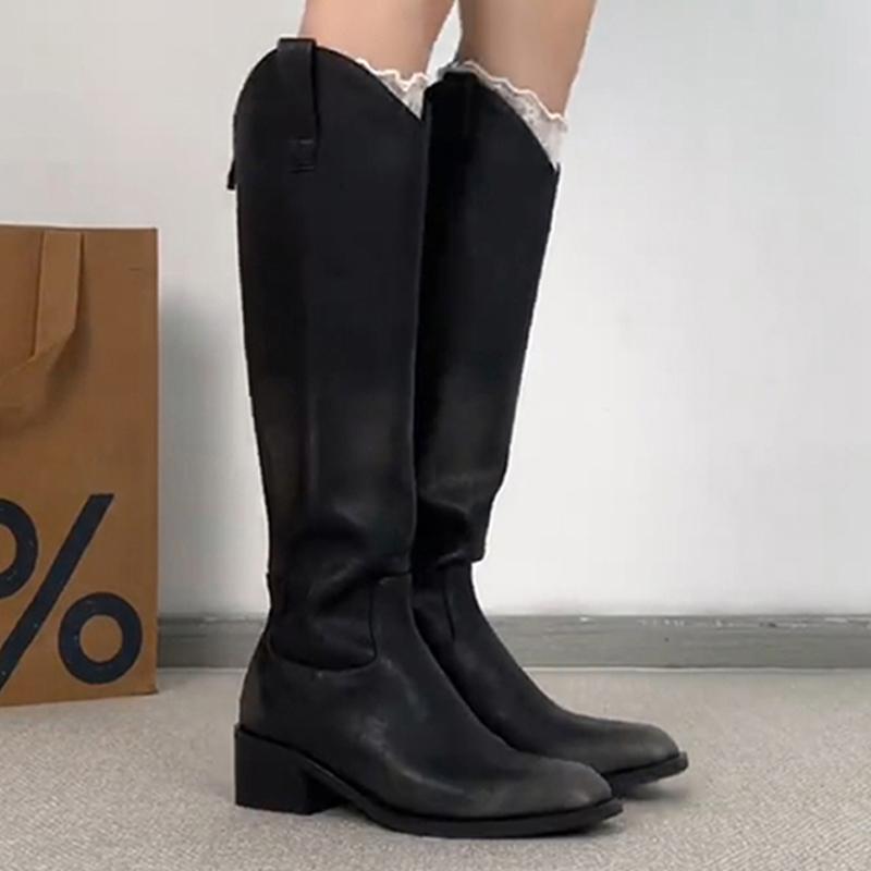 High Boots for Women High Heels Designer Shoes Chunky Fashion Knee High Chelsea Botas 2025 Winter Dress New Goth Boots De Mujer
