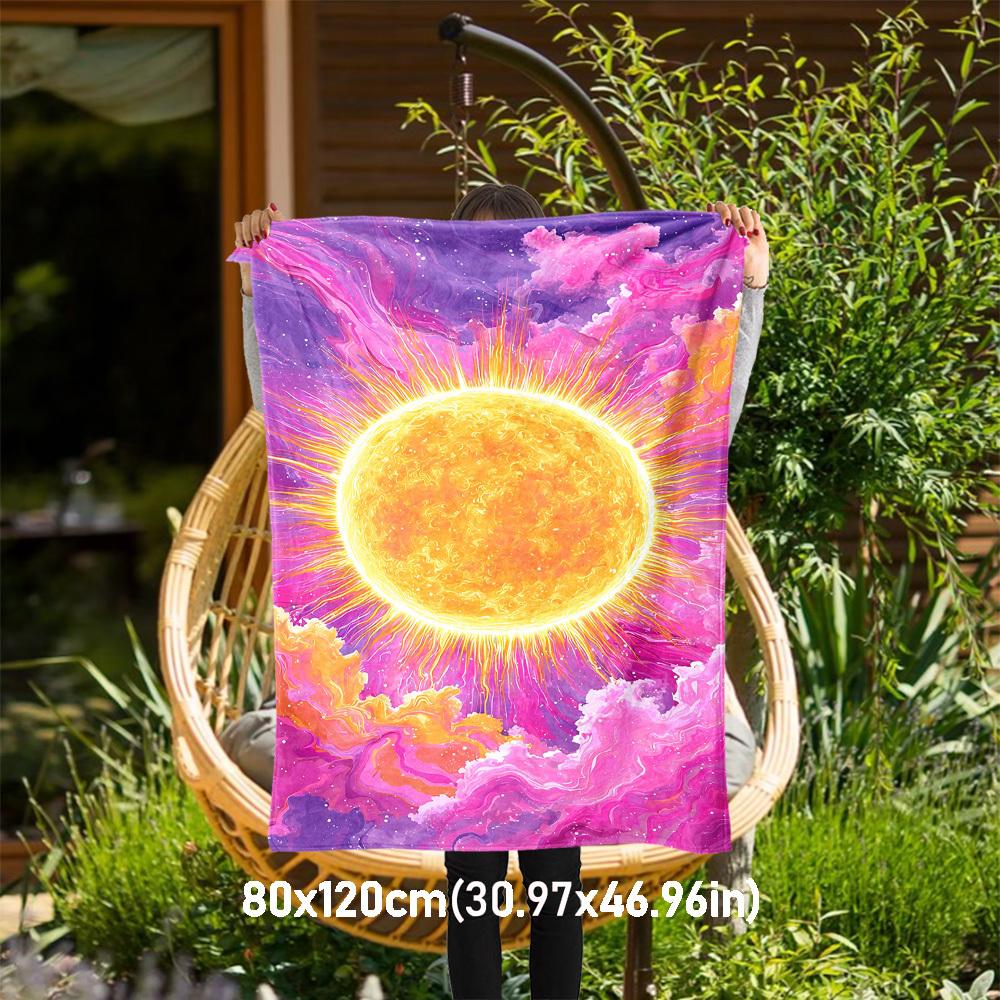 

1pc Sun Clouds Outdoor Flannel Blanket Soft Warm All-Season Throw for Sofa Bed Car Camping Office, Cozy Gift Idea1153S 80x120cm(31x47inch)