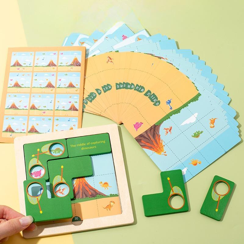 

Wooden children catch and find dinosaur fish games, logical thinking training, hands-on reasoning puzzle toys