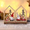Christmas Decoration Items Luminous Cabin Forest Elderly Wooden Window Scene Tabletop Decoration