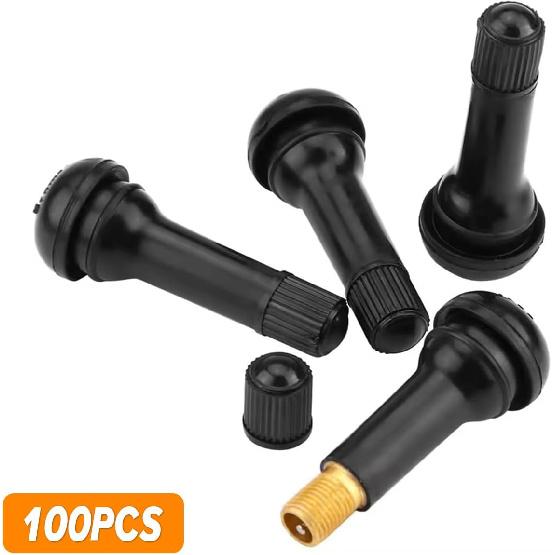 Mandark 100PCS Car TR413 Tire Valve Stems, Rubber Snap-In Automotive Valve Stems, Vehicle 0.453 Inch Tubeless Rim Holes Valve Stem Replacement