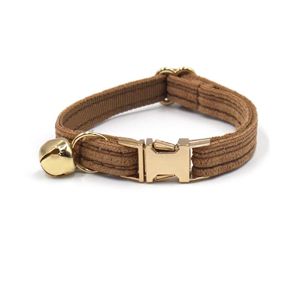 Chic Multi-color Corduroy Cat Collar with Engravable Zinc Alloy Buckle