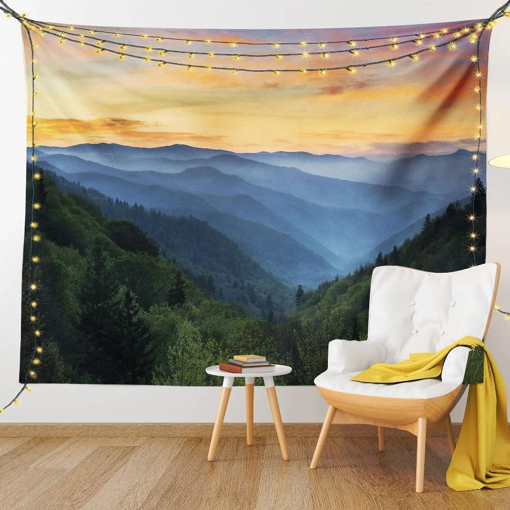 Mountain Tapestry Colorful Sunset Reflection Tapestry Nature Meadow Tapestry Wall Hanging for Bedroom Living Room Dorm Decor