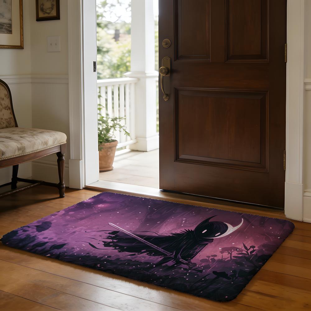 Floor Mat Soft Flannel Rug Non Slip Absorbent Mat for Bathroom Bedroom Home Decor H Hollow K Knight