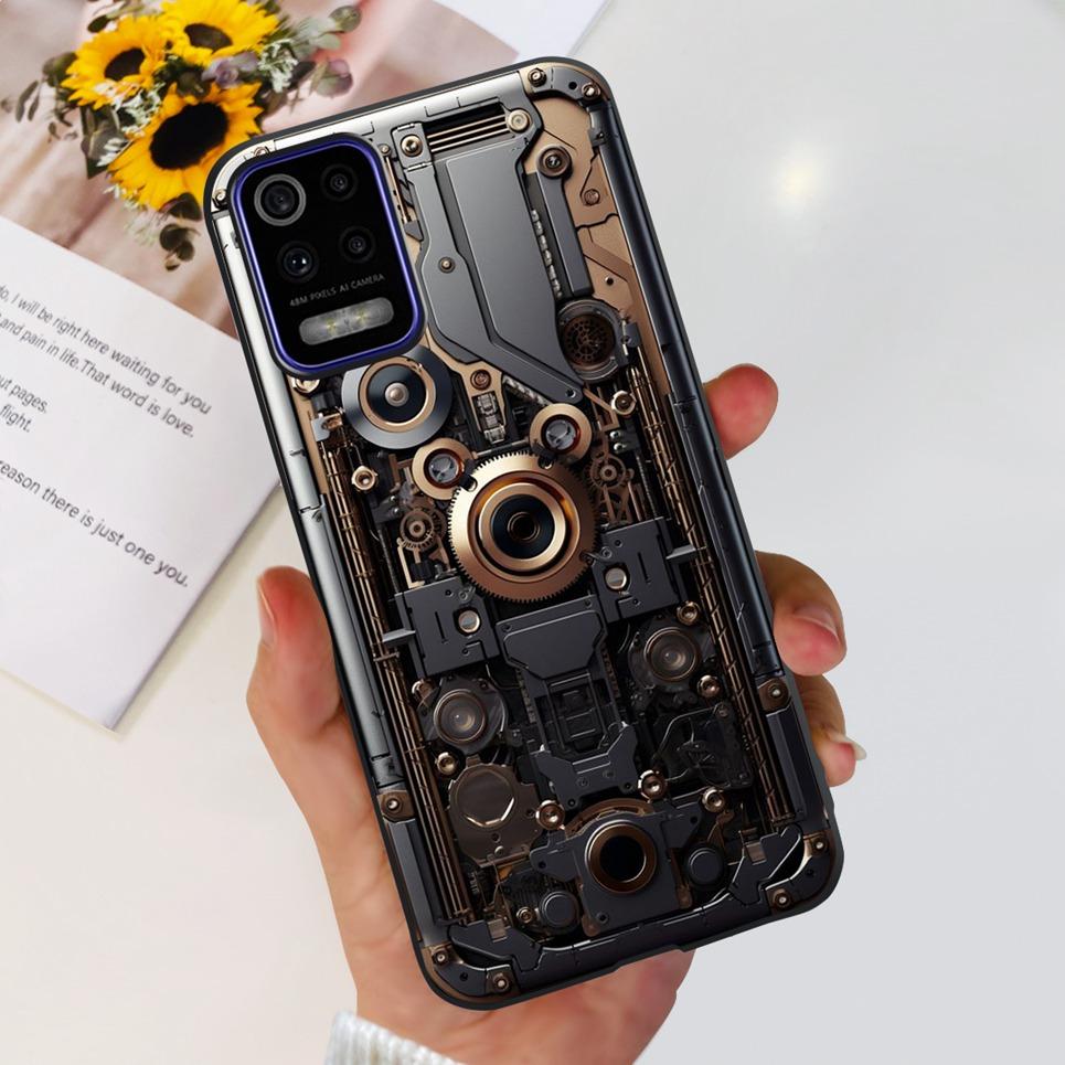 Para LG K52 2020 / LG Q52 2020 Funda Trasera Calavera Dragón Estilo Genial Dibujos Animados Carcasas Parachoques Bumper de Silicona Suave Negro Para LG K22 2020