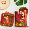 2pc/set Christmas Printed Oven Gloves, Heat Resistant and Heat Resistant Microwave Oven Glove Set