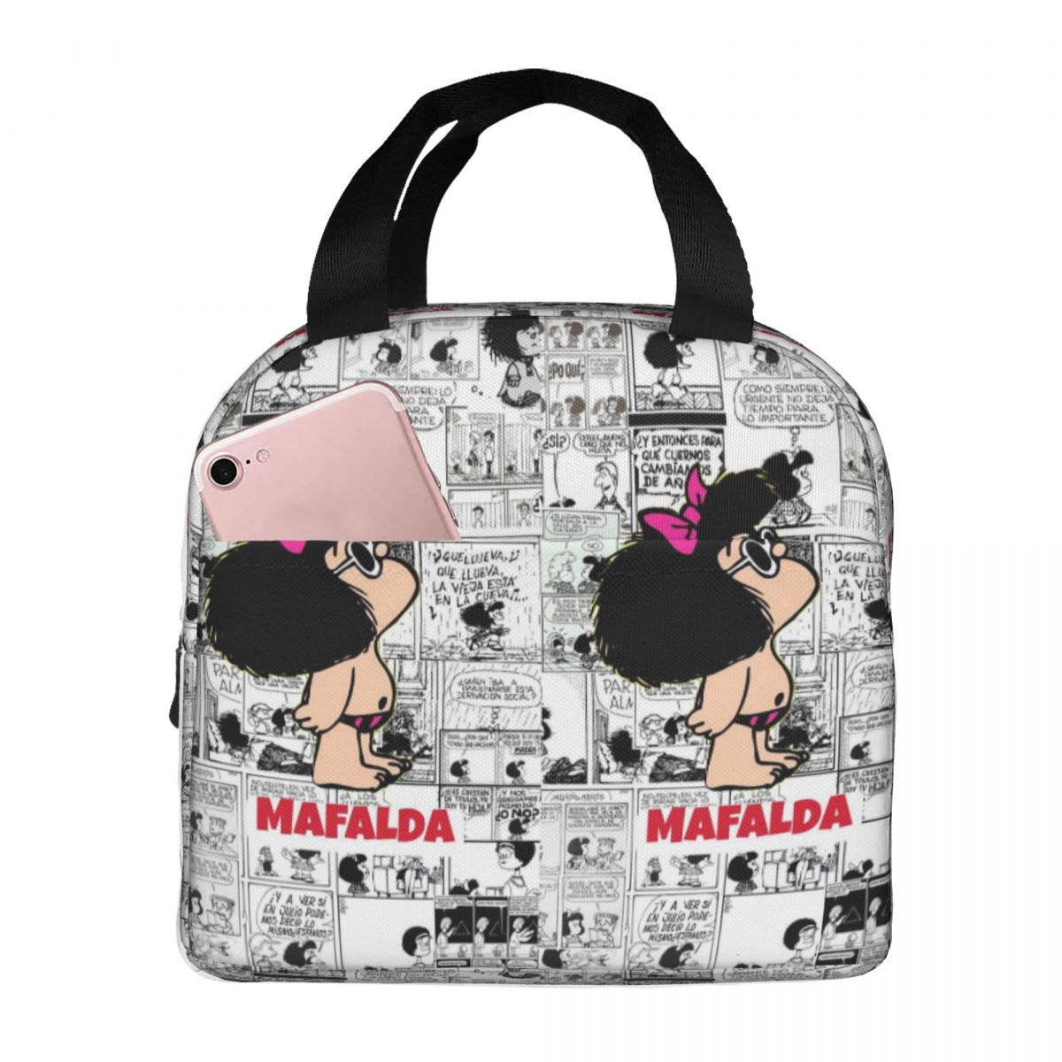 Mafalda Comic Insulated Lunch Bag for Women Office Cooler Thermal Food Box Tote Portable Lunch Boxes Container One Size