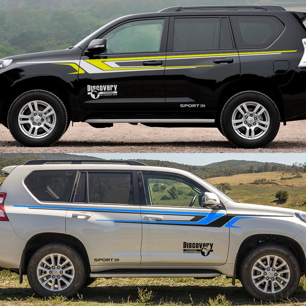 2PCS Sport Car Door Waist Lines Stripes Vinyl Decal For Toyota Prado Land Cruiser Auto Body Door Side Decor Stickers Accessories
