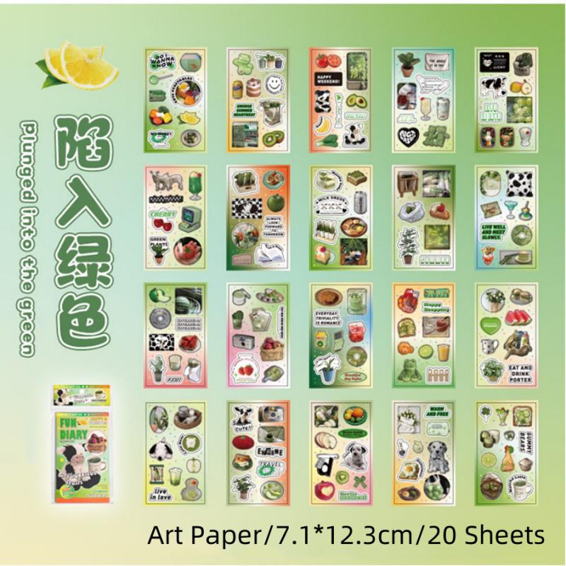 

20 Sheets DIY Sticker Student Hand Account Make Photo Frame Scrapbook Glass Bottle Notebook Book Decoration Sticker Stationery
