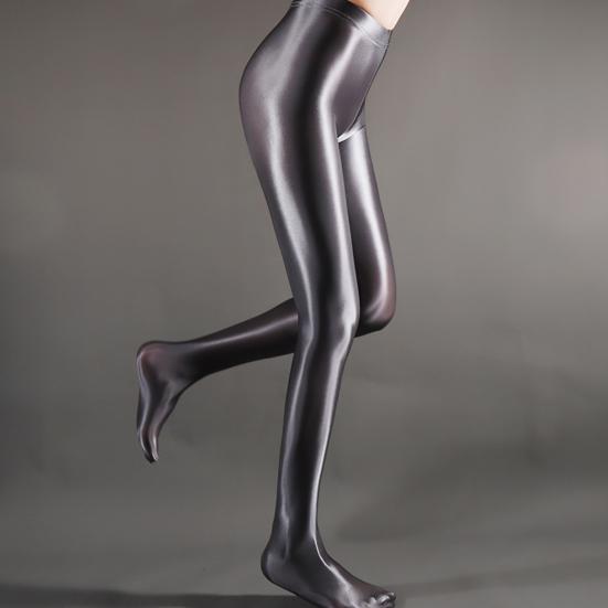 Stage Performance Leggings Glossy Shiny High Waist Fitness with Socks Stage Show Skinny Smooth Surface Yoga Trousers Women Clothing