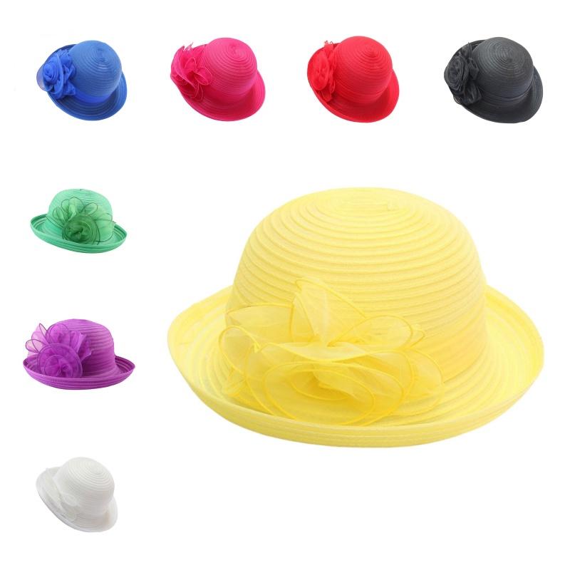 Classic Womens Derby Tea Party Organza Bowler Sun Hat With Vintage Flair