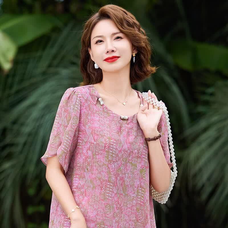 Jianhu 2026 New Chinese Style Summer Blouse & Pants Set for Middle-aged Women